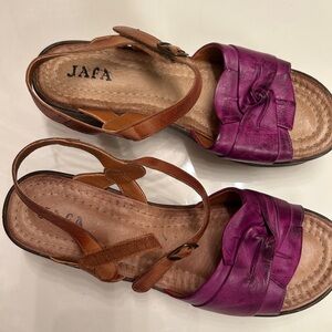 Jada Women's Purple Leather Sandals, Size 41 (US Size 10) Velcro Strap.